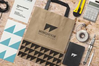 Winghook: Winghook Brand Identity - Stationary and collaterals